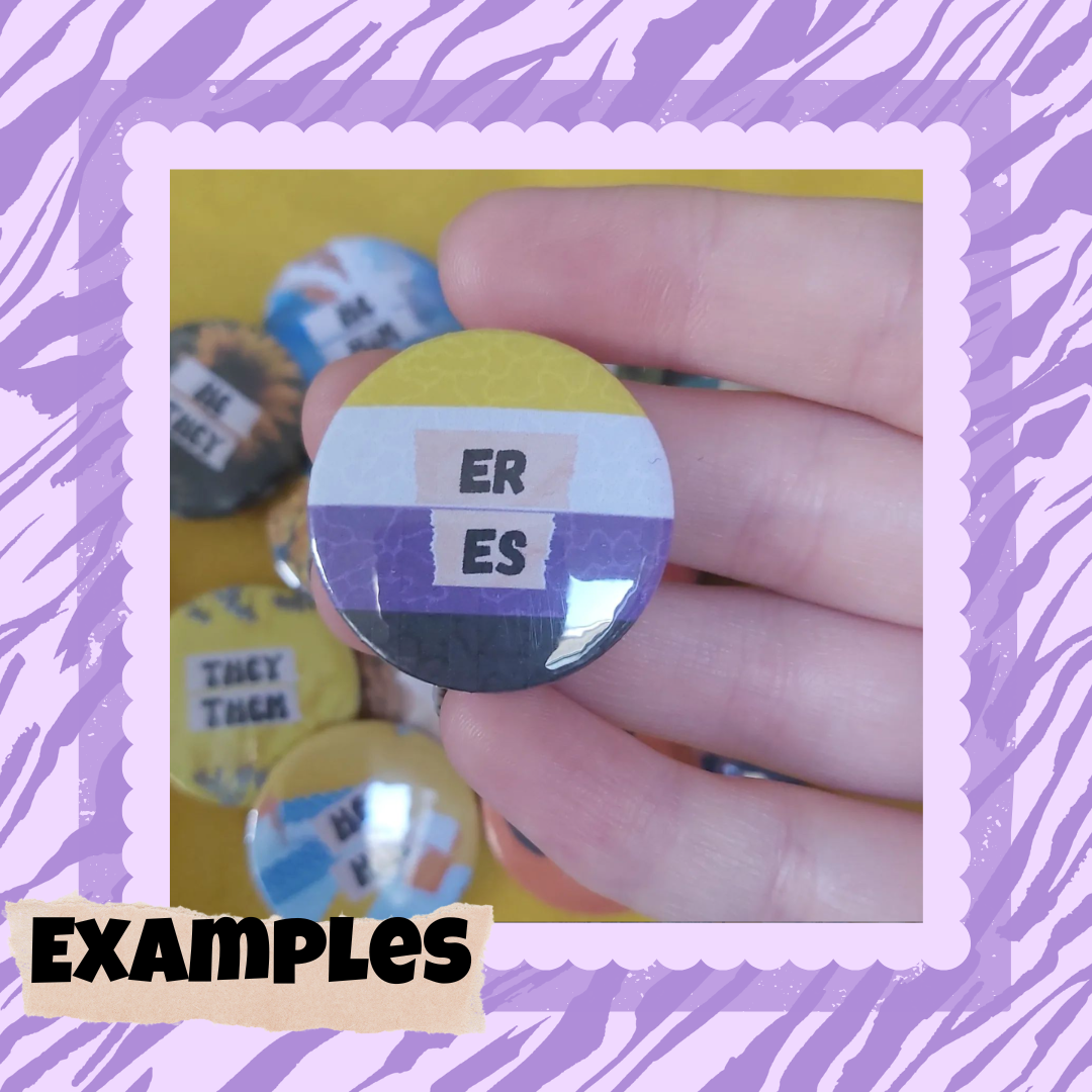 Custom Pride Flag Pronoun Badge - LGBTQIA+ Pin (32mm)