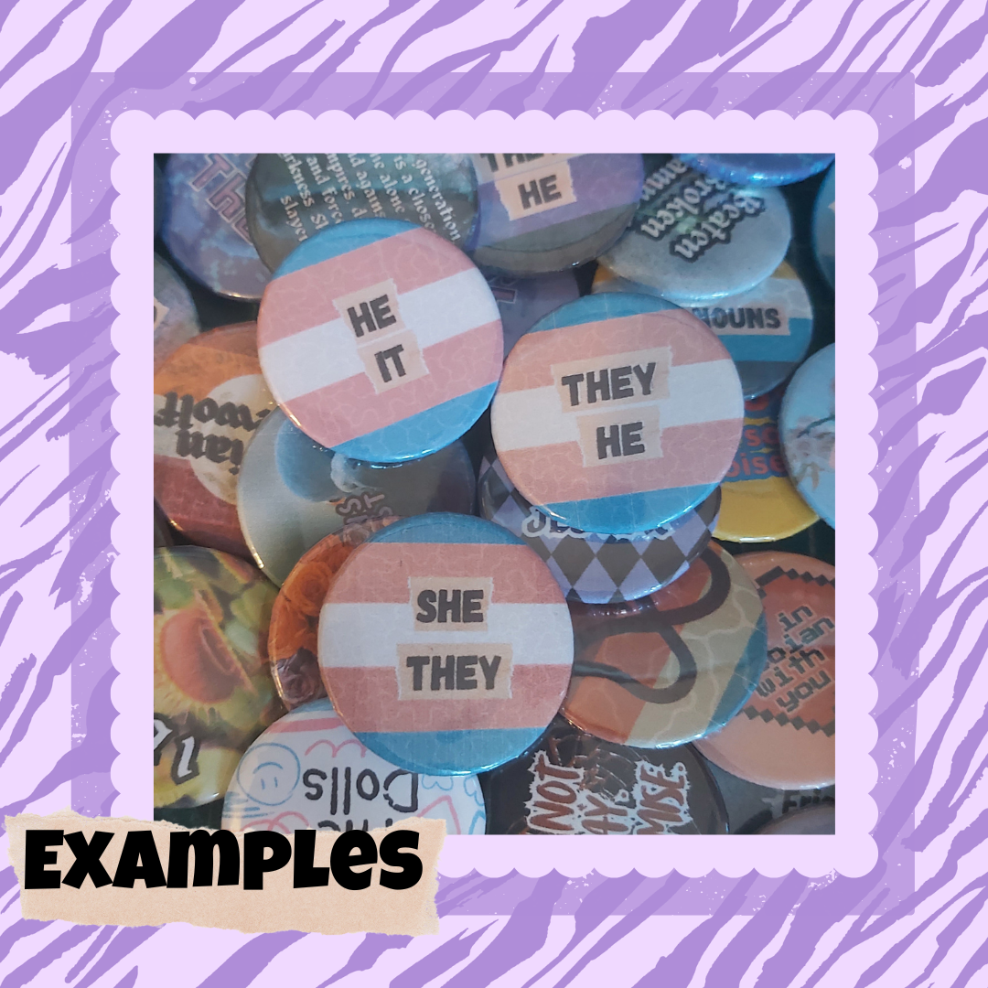 Custom Pride Flag Pronoun Badge - LGBTQIA+ Pin (32mm)