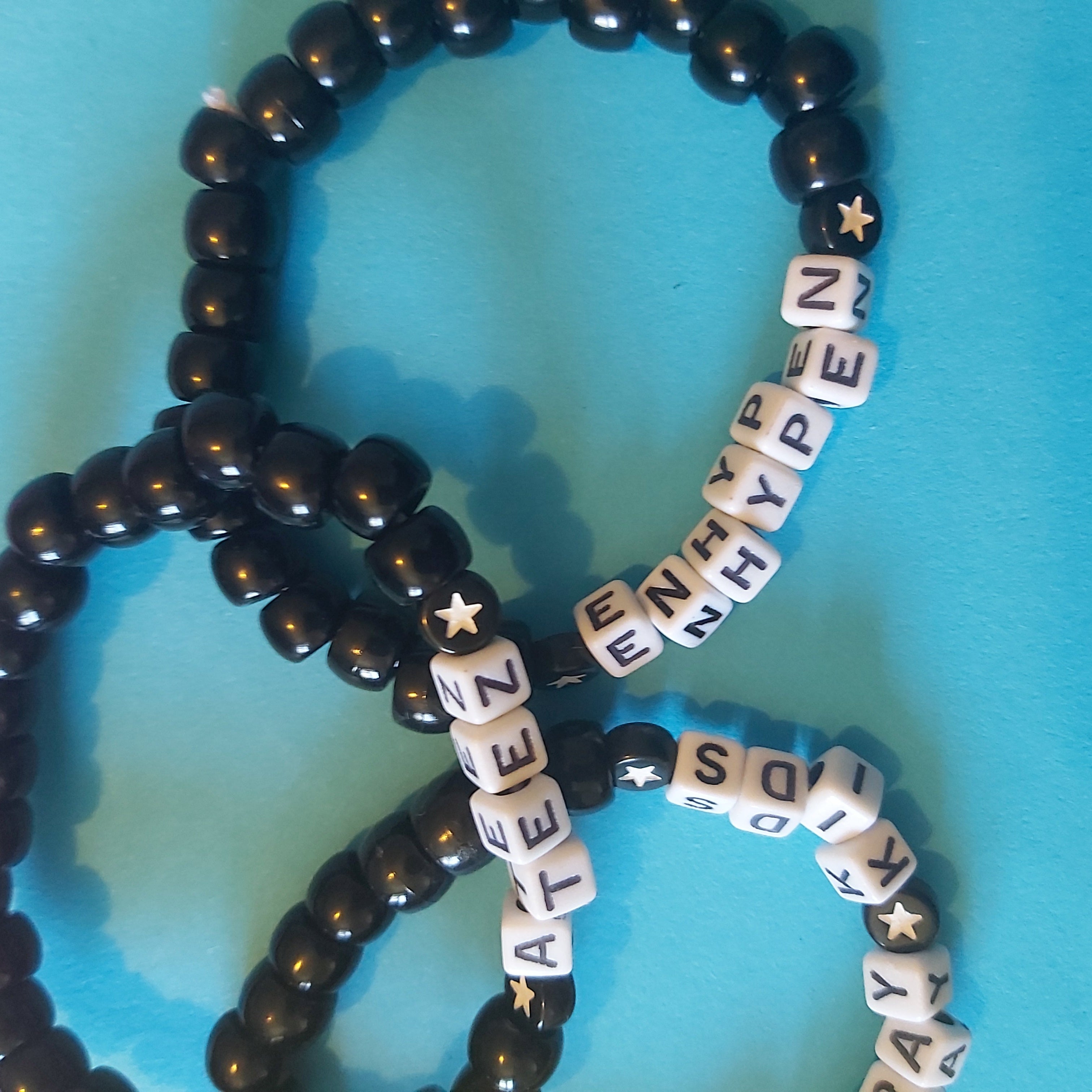Kpop Group Kandi Black and White Beaded Bracelet- Festival, Raver, Kidcore, Gift