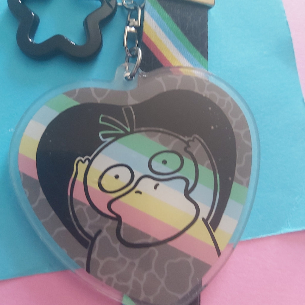 Disability Psyduck Pride Flag Pokémon Acrylic Charm Keychain Lanyard Lobster Clasp Bag Cluster