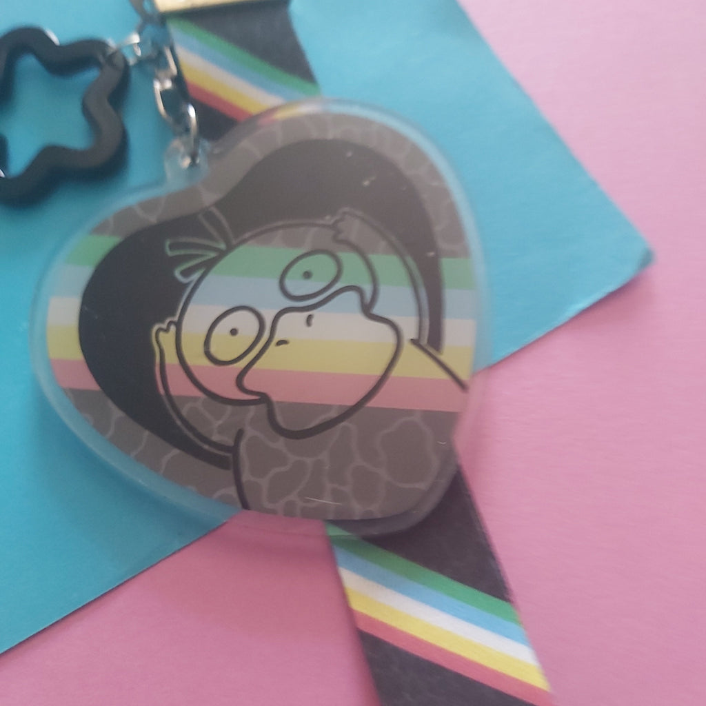 Disability Psyduck Pride Flag Pokémon Acrylic Charm Keychain Lanyard Lobster Clasp Bag Cluster