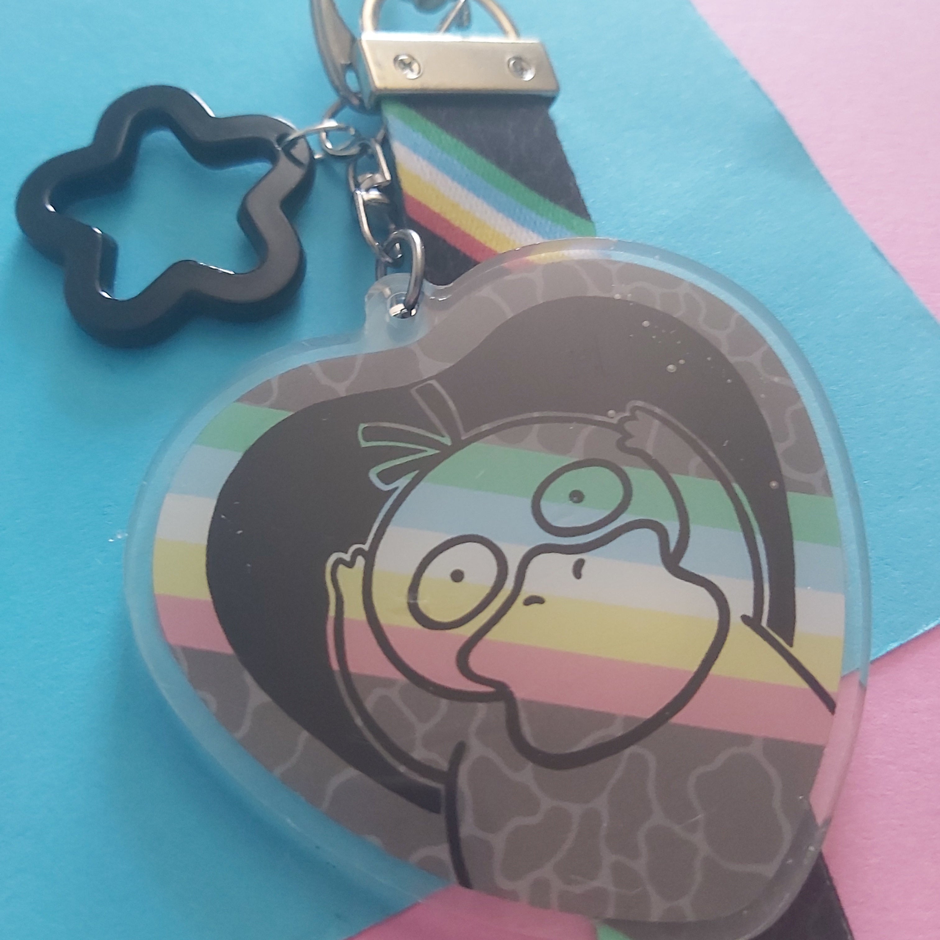 Disability Psyduck Pride Flag Pokémon Acrylic Charm Keychain Lanyard Lobster Clasp Bag Cluster
