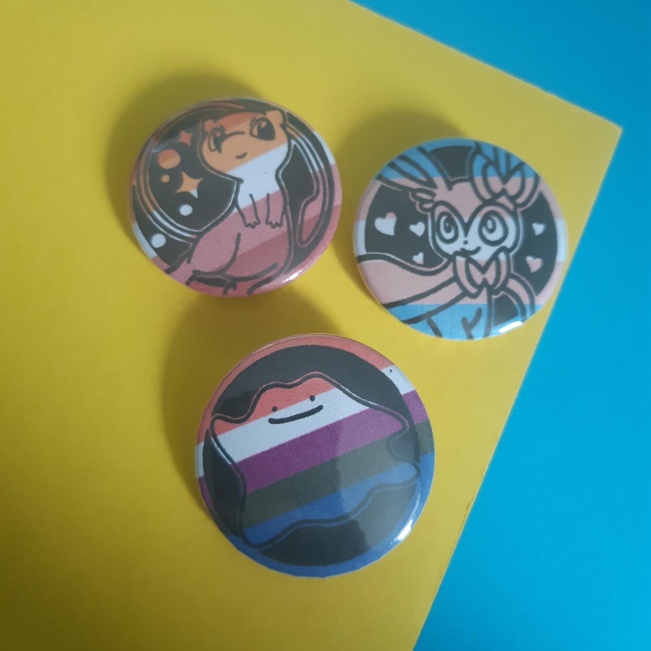 Pride Pokemon Button Badge: Mew, Sylveon, Ditto (32mm)