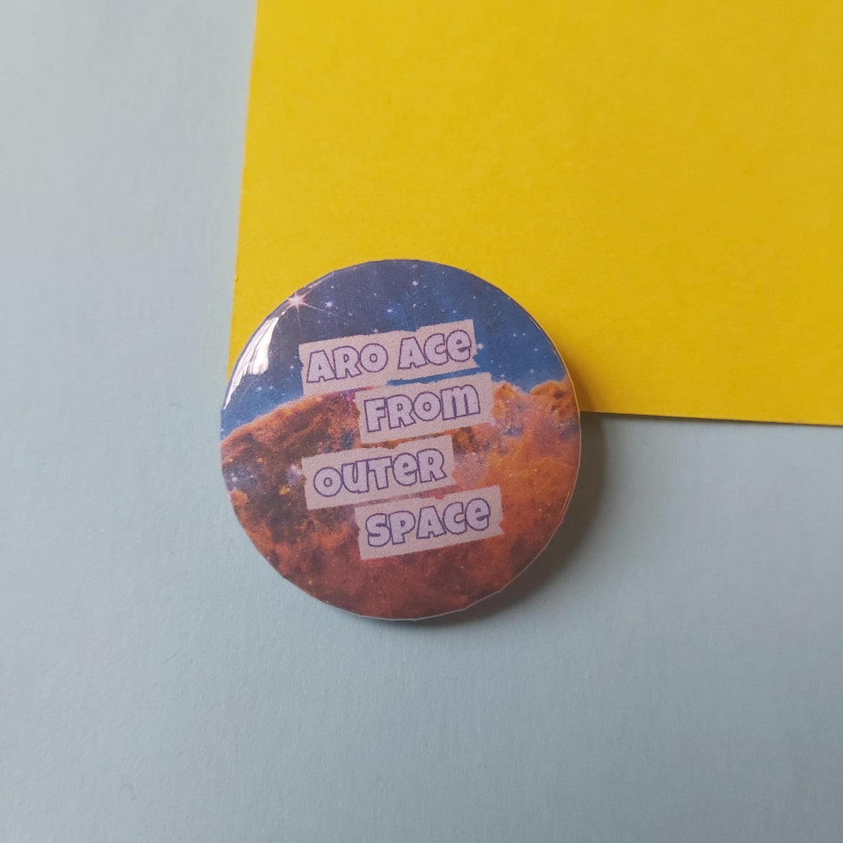 Aro Ace From Outer Space Galaxy LGBTQIA Button Badge (32mm)