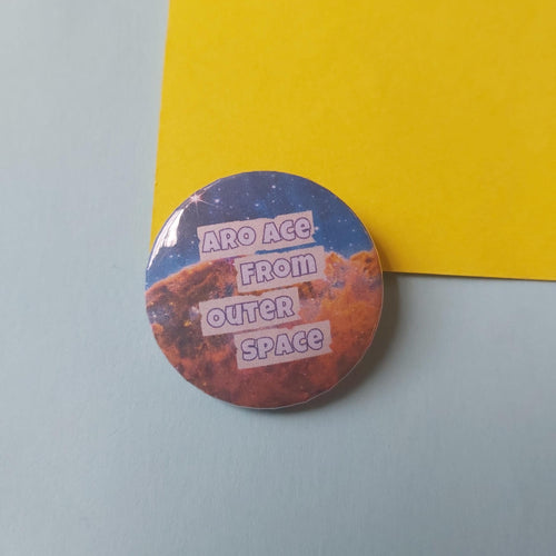 Aro Ace From Outer Space Galaxy LGBTQIA Button Badge (32mm)