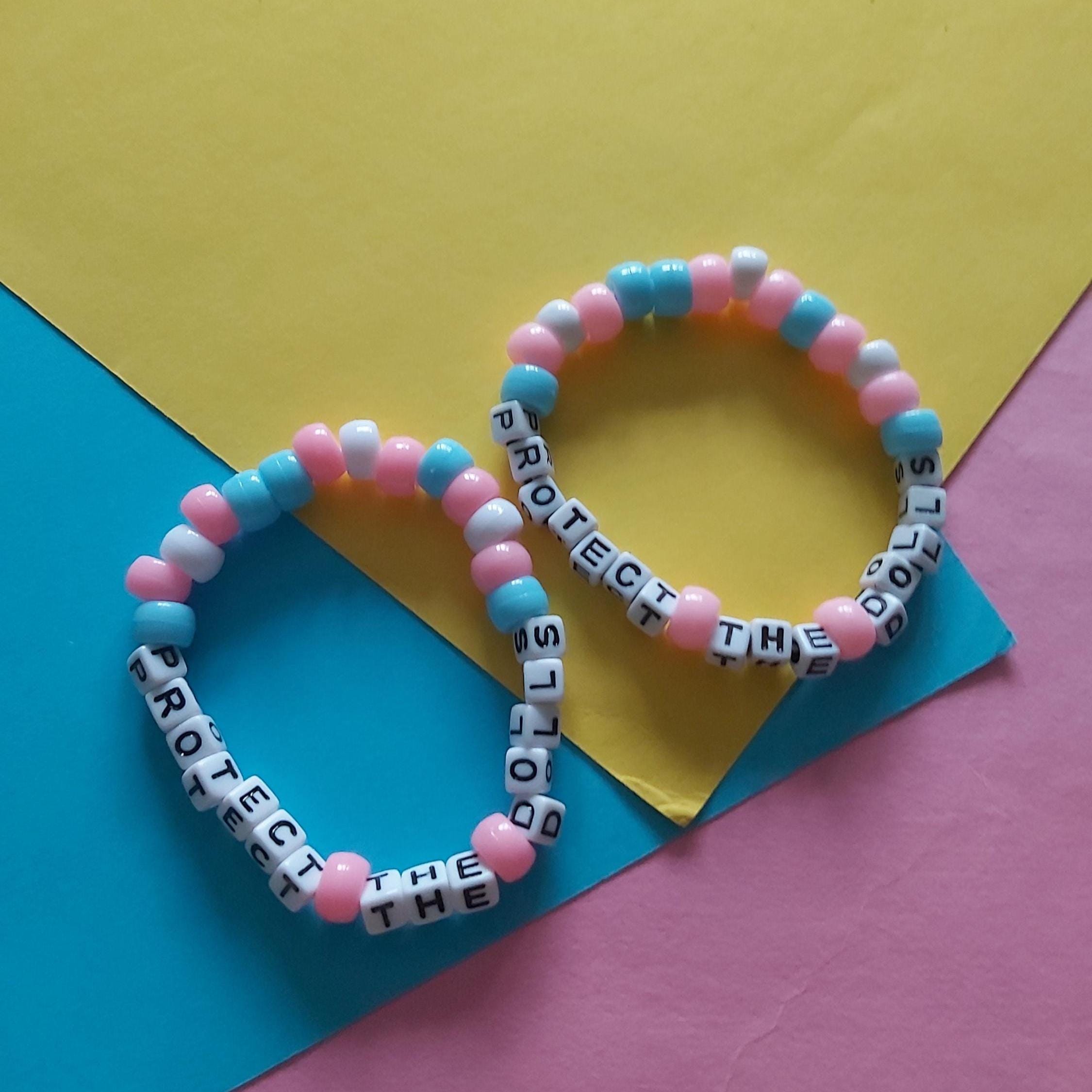 Protect The Dolls Kandi Trans Pride Flag Beaded Bracelet