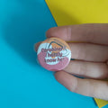 Carabiner I Hardly Know Her  32mm button badge  Lesbian Sapphic LGBTQIA pin
