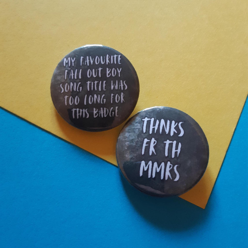 Fall Out Boy 'Thnks fr th Mmrs' 32mm Button Badge - Emo Music Pin
