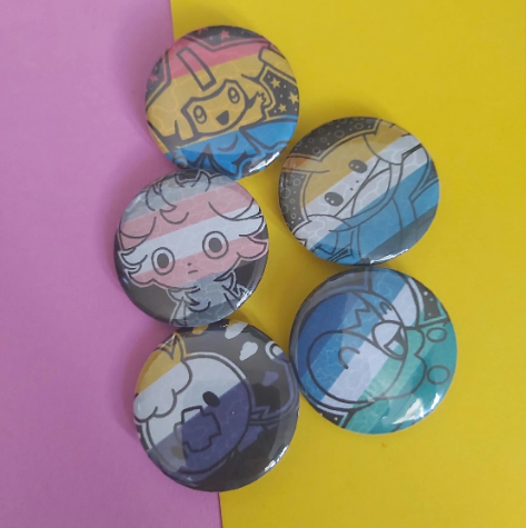 Custom Pokemon Pride Flag Button Badge: LGBTQIA+ Queer Pokemon, Activist Pin (32mm)